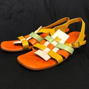 1960s vintage Italian leather colorful sandals